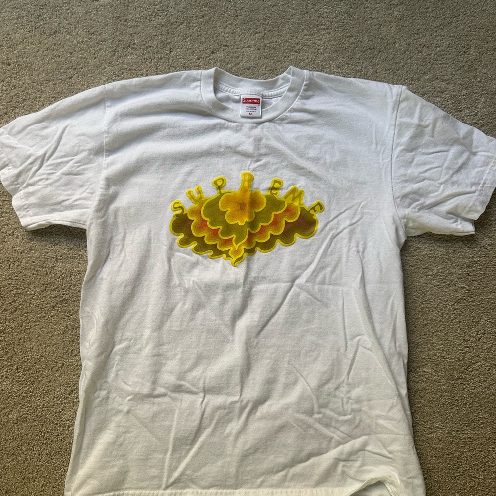 Supreme White T-Shirt with Yellow Graphic